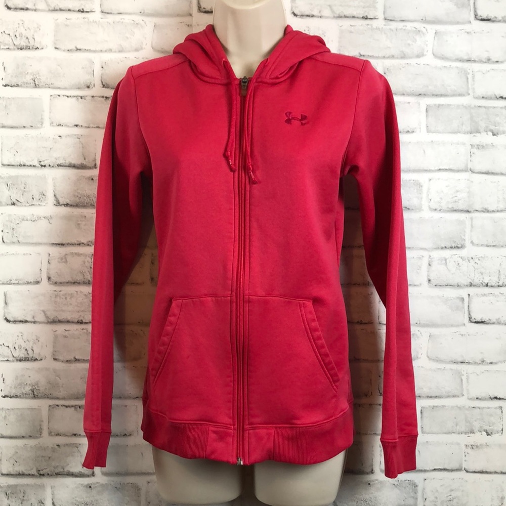 Under Armour Women's Size Small Pink Full Zip Long Sleeve Hoodie
